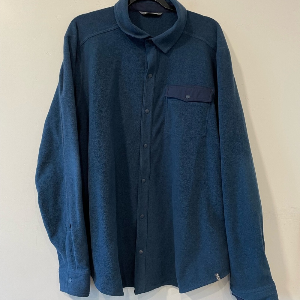 Stio Turpin Fleece Snap Shirt Mens XXL Blue Button Shacket Outdoor